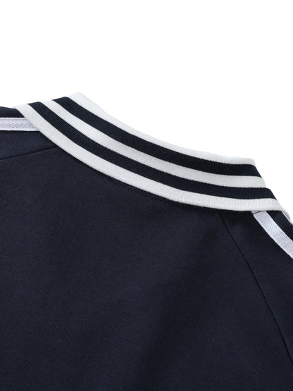 Contrast Striped Lapel Collar Sweatshirt ODMPOD