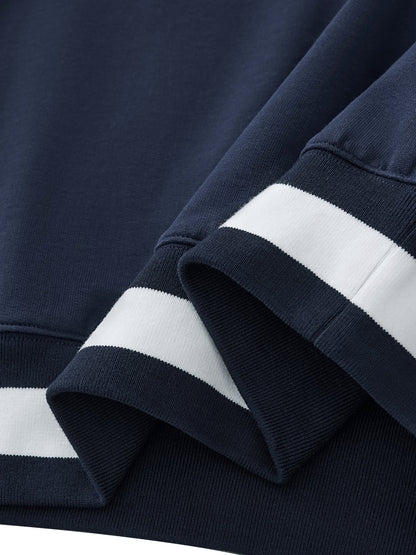 V-Neck Contrast Collar Boxy Sweatshirt D o n e s t a t e