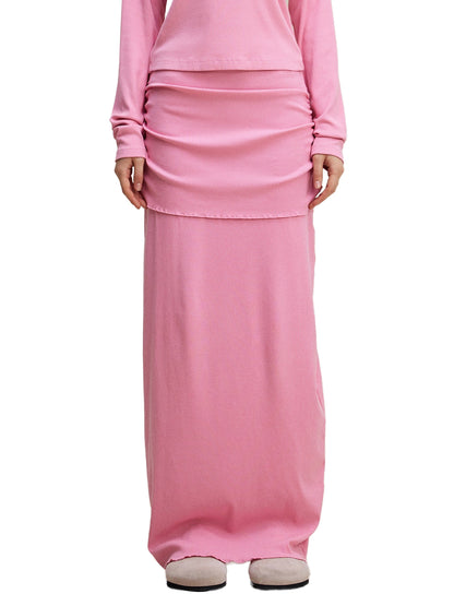 Dyed Washed Straight Hip-Hugging Slim Maxi Skirt D o n e s t a t e