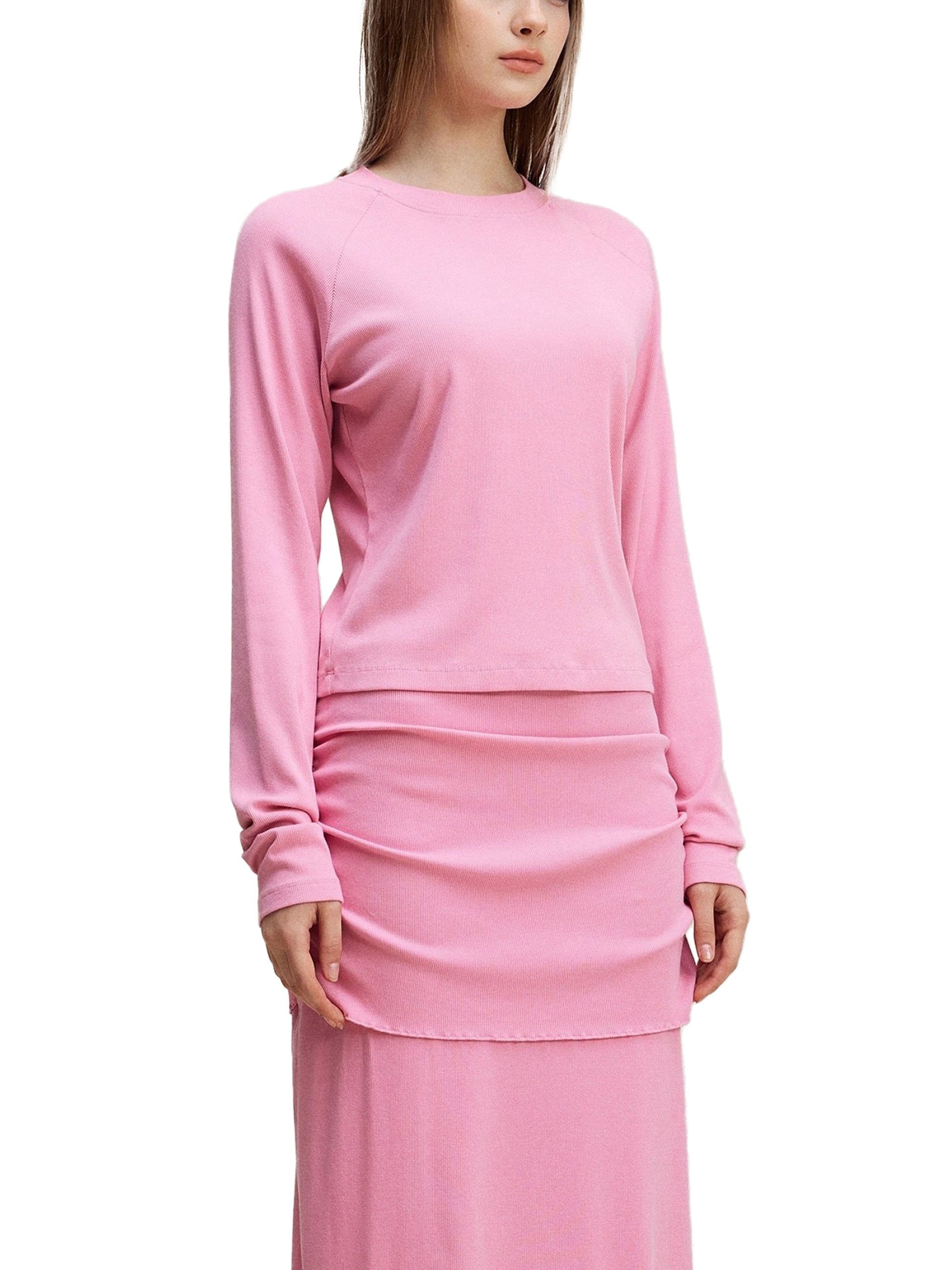 Dyed Washed Raglan Long Sleeve Slim T-Shirt D o n e s t a t e