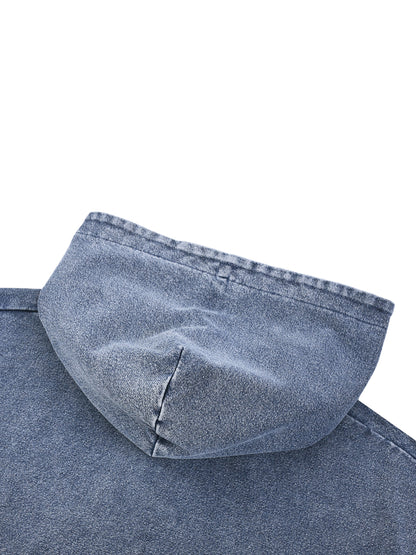 Snow Wash Oversized Zip-Up Hoodie D o n e s t a t e