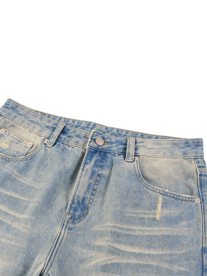 Sun Fade Raw Hem Denim Jeans D o n e s t a t e