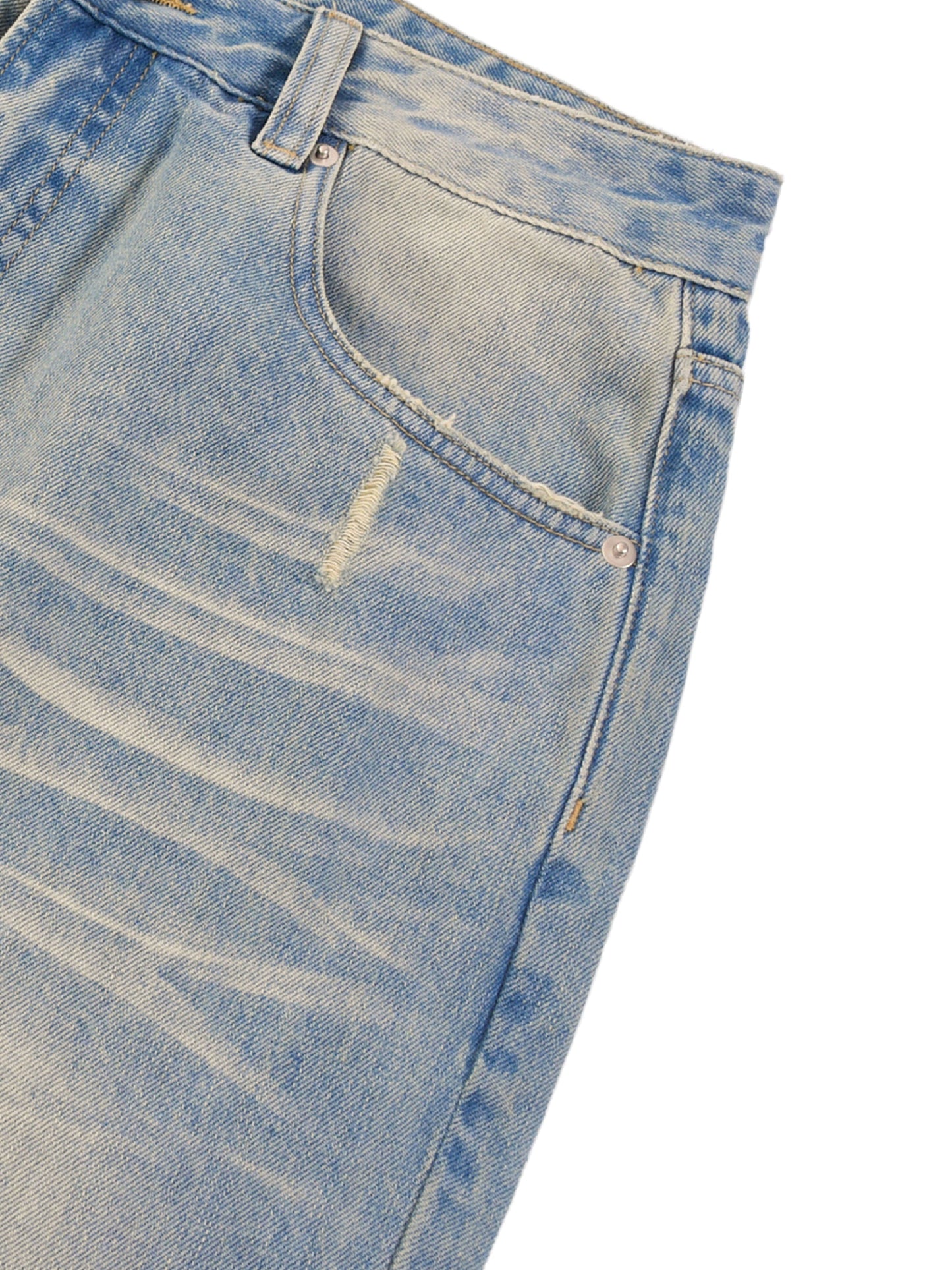 Sun Fade Raw Hem Denim Jeans D o n e s t a t e