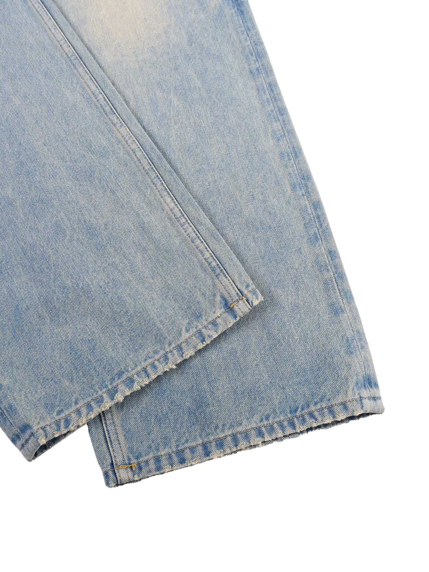 Sun Fade Raw Hem Denim Jeans D o n e s t a t e