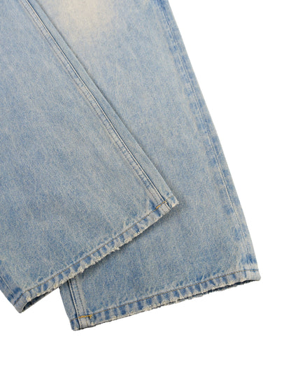 Sun Fade Raw Hem Denim Jeans D o n e s t a t e