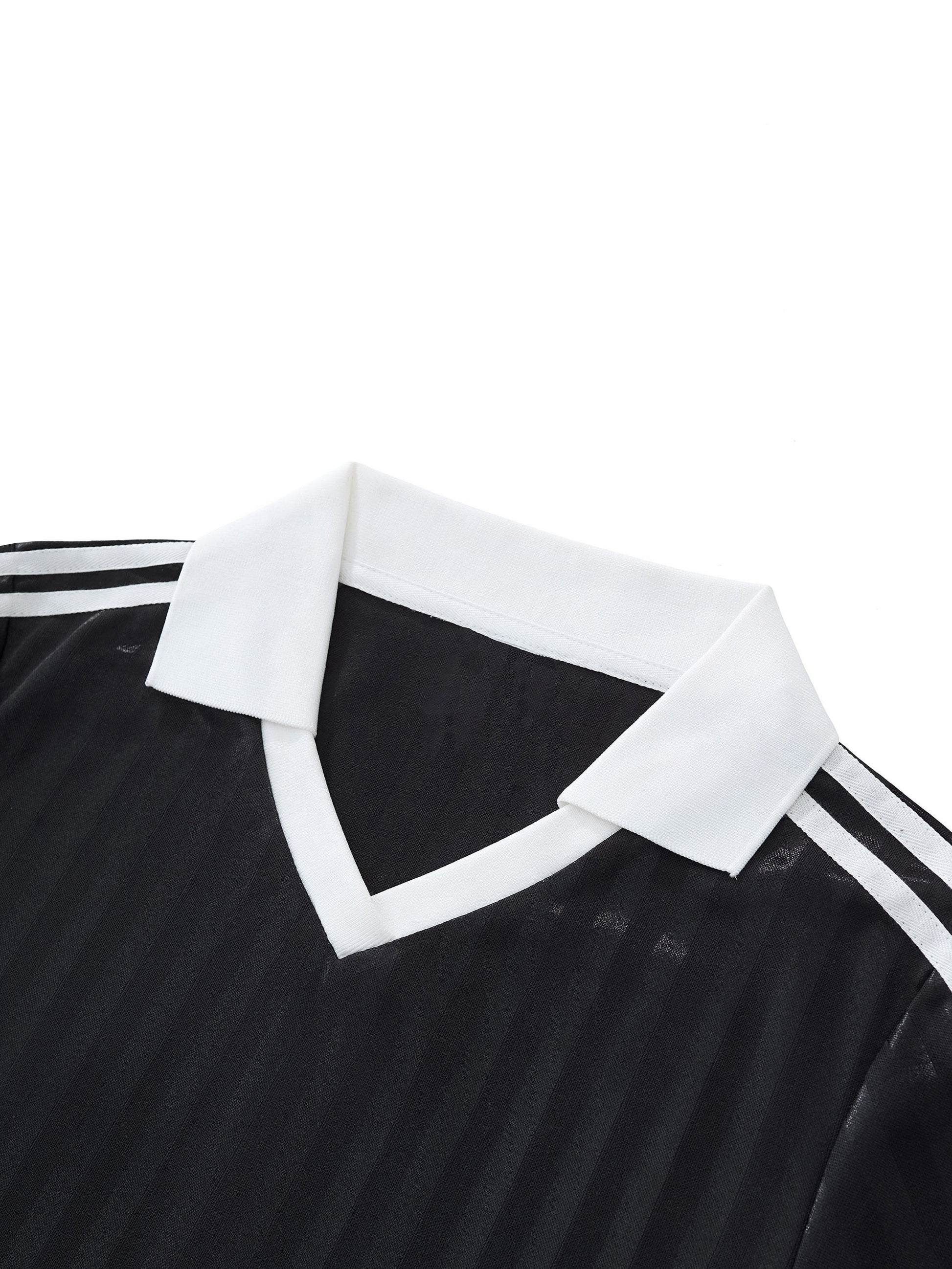 Contrast Collar Striped Cropped Jersey ODMPOD
