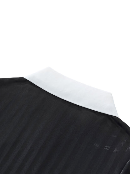 Contrast Collar Striped Cropped Jersey ODMPOD