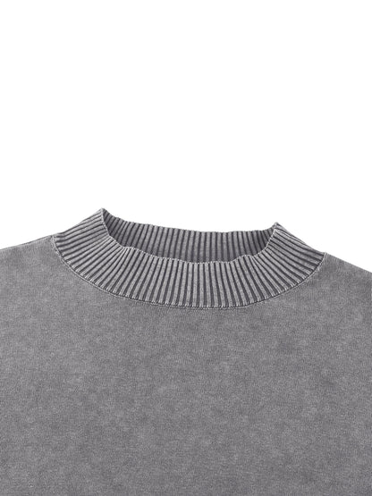 Mineral Wash Balloon Sleeve Cropped Sweater ODMPOD