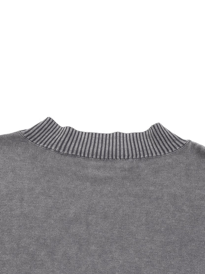 Mineral Wash Balloon Sleeve Cropped Sweater ODMPOD