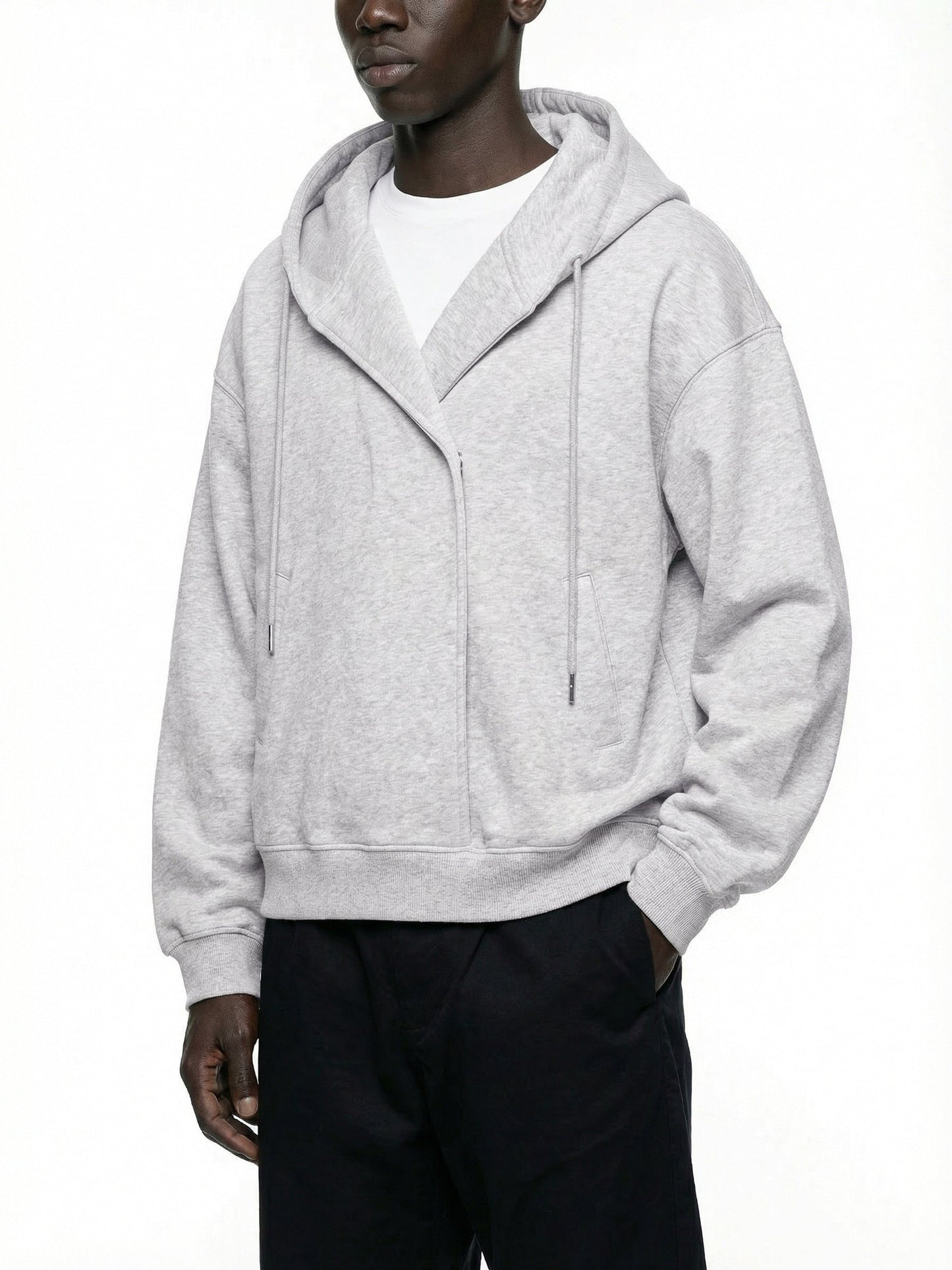 Boxy Button Placket Hoodie D o n e s t a t e