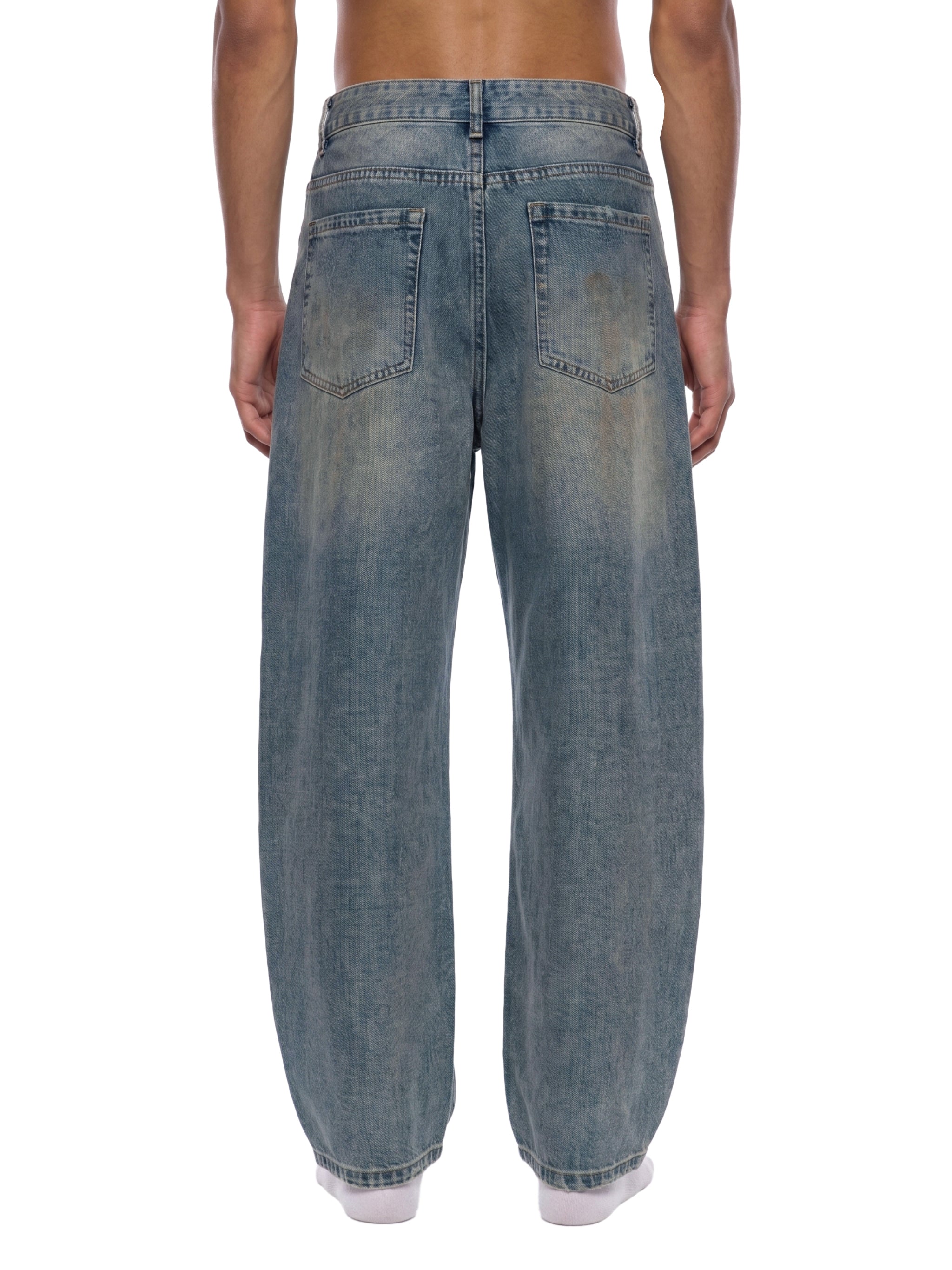 Men's Distressed Barrel Leg Jeans ODMPOD