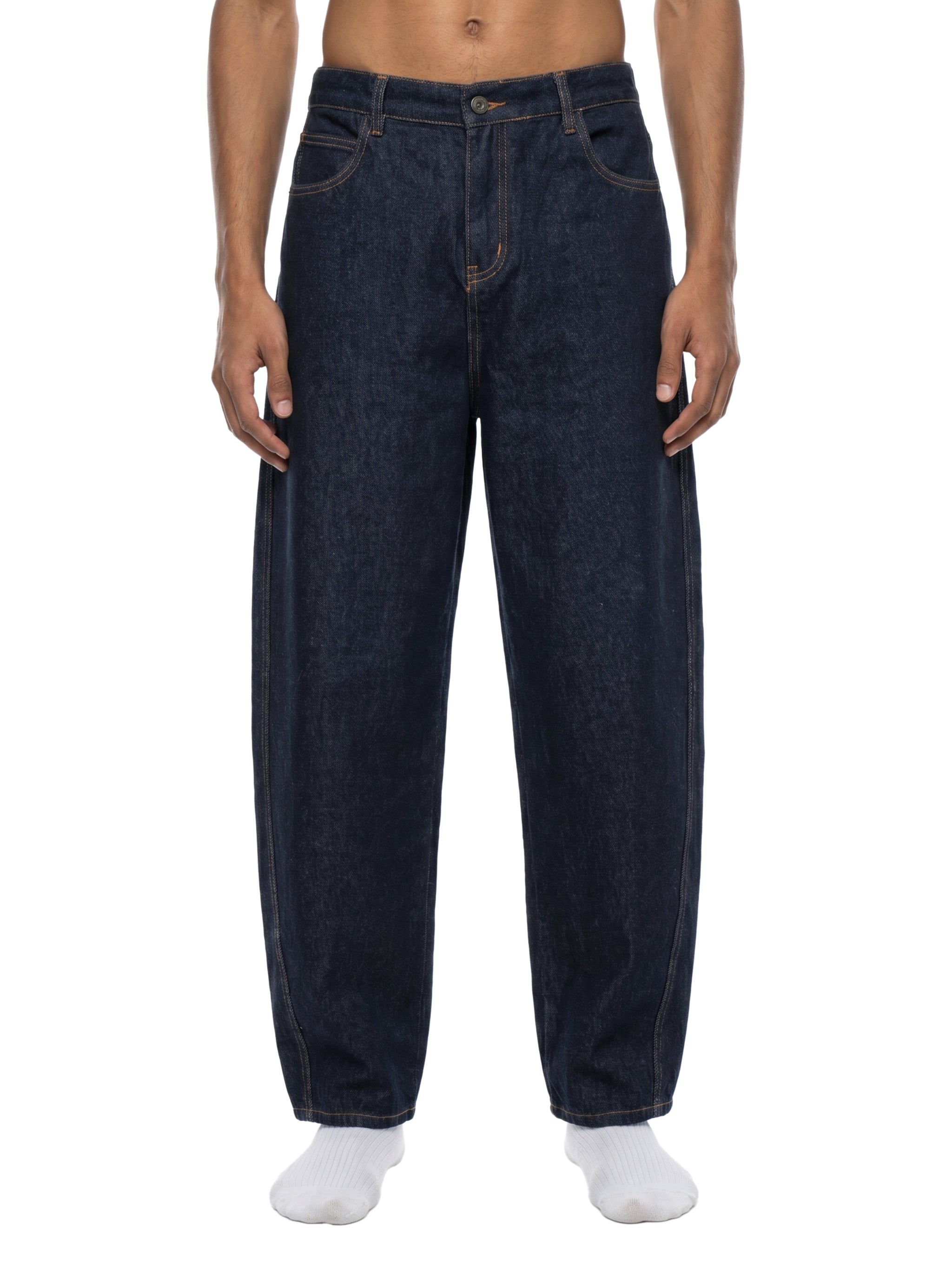 Men's Vintage Wash Barrel Leg Jeans ODMPOD