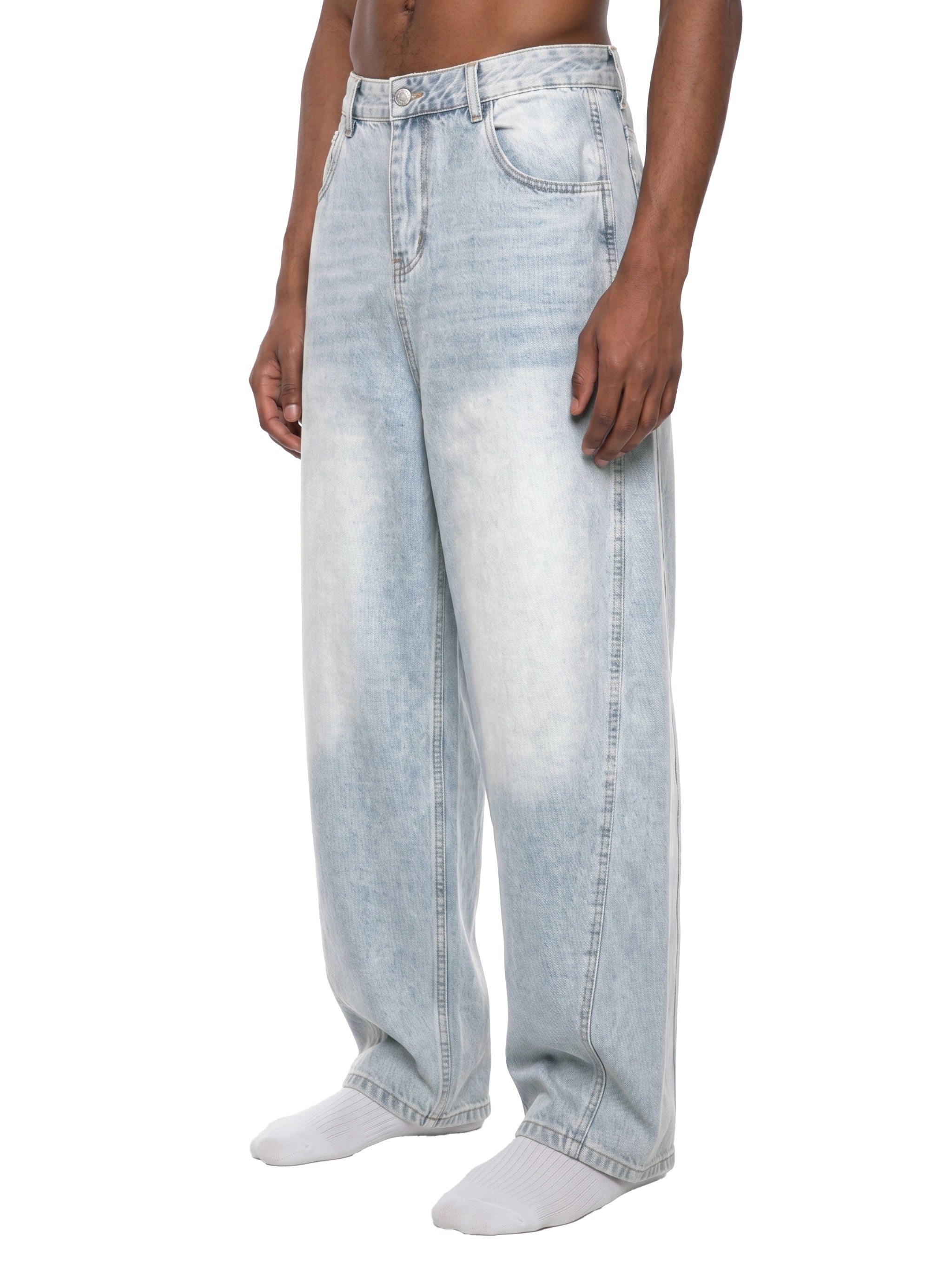 Men's Vintage Wash Sunfade Barrel Leg Jeans ODMPOD